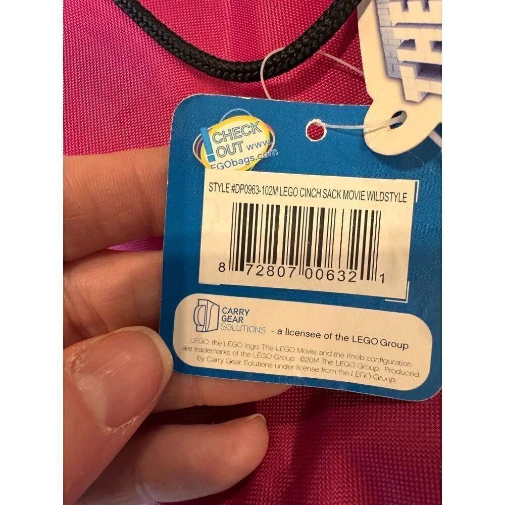 Lego Hot Pink Cinch Sak - NWT